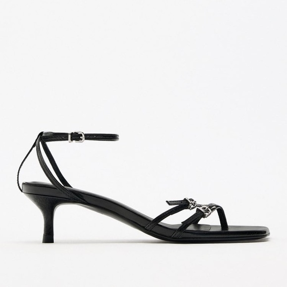 Zara Heeled Leather Sandals US 8 - Picture 1 of 7